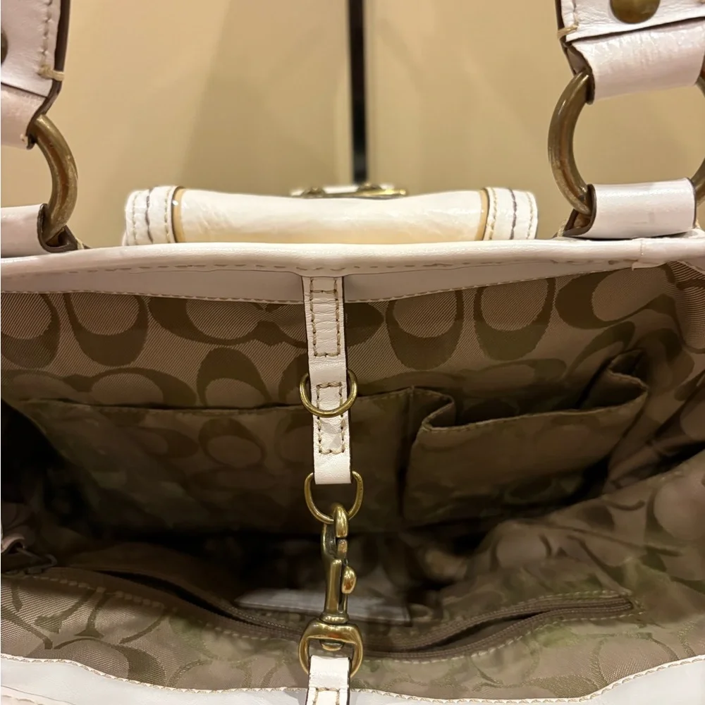Coach Y2K Legacy Straw and Leather Tote Bag.